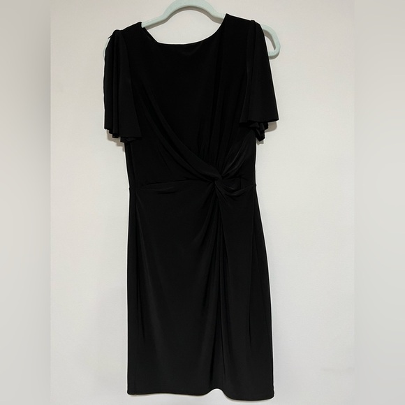 Lauren Ralph Lauren Modest Flutter Sleeve Knee Length Black Dress Size 6 - Picture 2 of 7